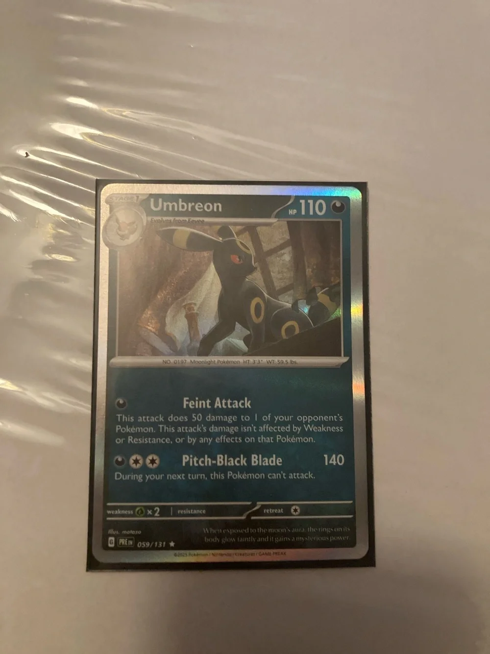 Pokemon Umbreon Holo Card - Black Blue Silver